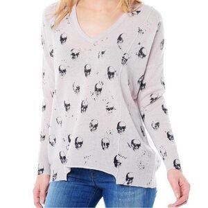Skull cashmere  V-Neck Sweater